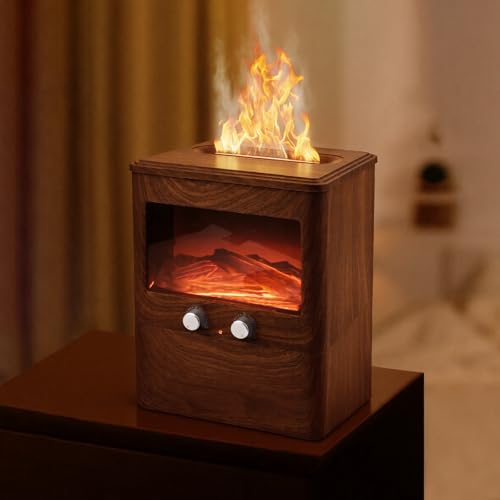 Vankarr Diffusore di Oli Essenziali Ultrasuoni Diffusore di Aroma, Aromaterapia diffusore per Ambienti Vaporizzatore Oli Essenziali (Fiamma)