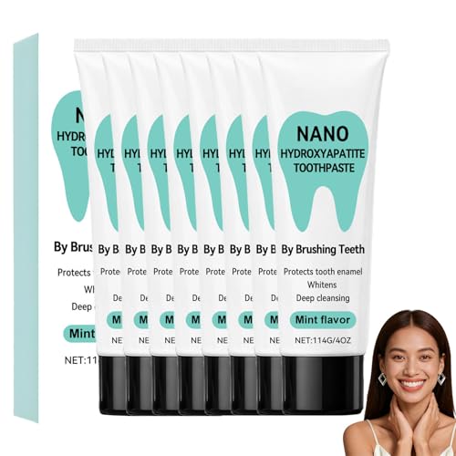 Pasta de dientes de hidroxiapatita para adultos, fórmula sin flúor con nano-hidroxiapatita para aliviar la sensibilidad dental y fortalecer el esmalte dental, seguro para viajar y toda la familia (8