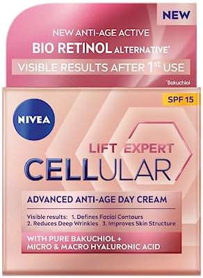 NIVEA Cellular Lift Advanced Day Cream SPF 15 50ml | Anti Ageing Face Cream for Women | With Hyaluronic Acid and Bakuchiol | Reduces Wrinkles | Firms and Plumps Skin