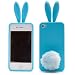 Lovely Rabbit Silicone Bunny Case For iPhone 5 with Furry Tail - Blue