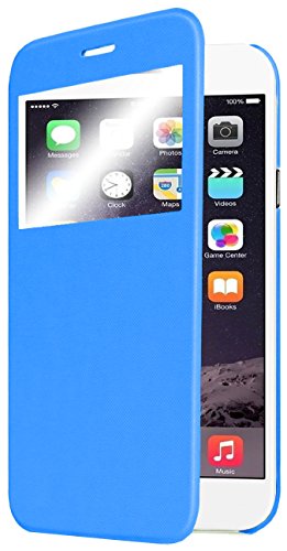 PASONOMI iPhone 6 Plus Case, [Smart Window View] Apple iPhone 6 Plus Folio Wallet Case - Slim Flip Leather Case for Apple iPhone 6+ iPhone Plus 5.5 Inch Smartphone (Blue)