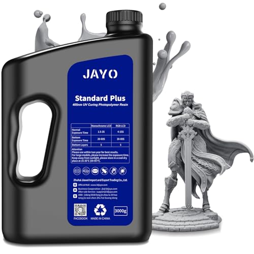 JAYO RÃ©sine Imprimante 3D 3KG, Standard Plus UV 405nm RÃ©sine PhotopolymÃ¨re pour Imprimante 3D 4K/8K LCD DLP SLA, RÃ©sine 3D Ã  Durcissement Rapide pour Plus Grande PrÃ©cision et RÃ©sistance, Gris 3000g