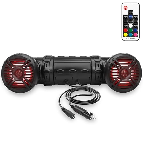 Pyle Bluetooth Speakers 800 Watt 6.5 Inch Amplified Sound System with Multi-Color LED Lights, Waterproof Marine Bluetooth Wireless Speakers with Weatherproof Design, Ideal for Outdoor and Vehicle Use