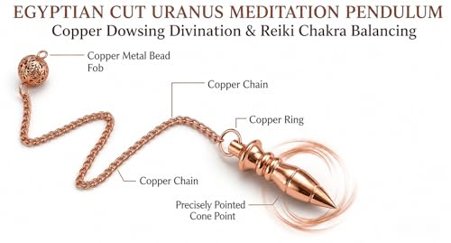 Image of Egyptian Cut Copper Pendulum for Reiki Healing, Dowsing & Chakra Balancing - Uranus Style Divination & Meditation Tool for Energy Cleansing