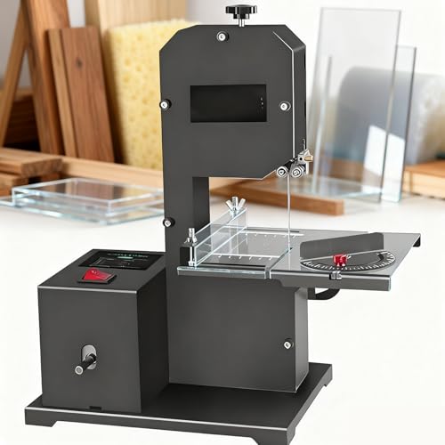 LSBHPPD Sierra de Cinta 800W para Carpintería y Metal - Altura de Corte 70 mm Mesa Inclinable 0-45°,Cortes Rectos y Curvos,Herramienta Versátil para Pulir,Amolar,Cortar y Lijar en Talleres