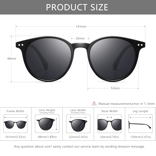 Image of SUNGAIT Classic Round Polarized Sunglasses Retro Vintage Style UV400