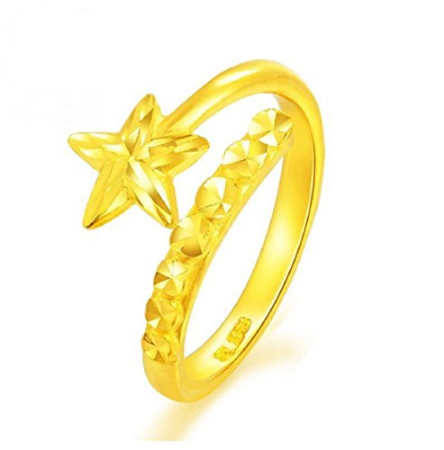 Bague or jaune 24K femme Gowe anneau étoile starlight wish tendance cercle