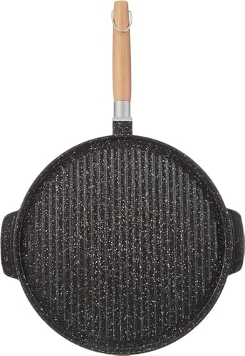 LA CASA DI EVA BISTECCHIERA GRILL A DOPPIA CM 32 ANTIADERENTE PER CUCINARE DA UN LATO LISCIO E DA UNO RIGATO. MANICO ESTRAIBILE. MADE IN ITALY. PER PIADINA, TORT AL TESTO UMBRA, PESCE, CARNE, VERDURE