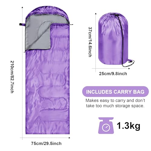 Tudomro 4 piezas bolsa de dormir para camping para adultos ligera, compacta, impermeable para aventuras al aire libre, mochilero, senderismo y viajes miniatura 3