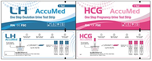 AccuMed Combo 20 Ovulation (LH) & 5 Pregnancy (HCG) Test Strips Kit, Clear and Accurate Results, Over 99% Accurate