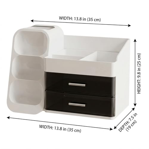 Rangement cosmétique blanc au design épuré et compartiments à 2 niveaux - 6