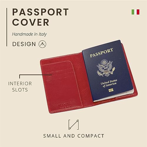 Maruse Italian Leather Passport Cover For Men And Women, Handmade In Italy, Red #TOP2