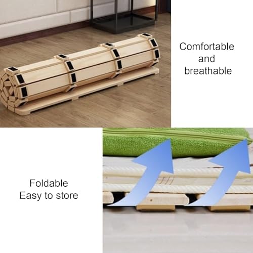 Mat Solid Wood Bed Boards Breathable Plate Foldable Plate Futon Frame FoldingFolding Floor Slatted Frame,Japanese Floor Futon Mattress Fold Rollable Hard Bed Board Solid Wood Futon Frame Wai