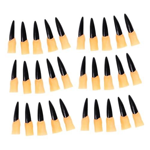 IWOWHERO Halloween Zombie Fingers Nail Art 30 Pieces Set Black for Scary Events