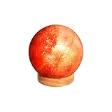 Amazon Basics Natural Himalayan Salt Lamp, Wood Base with Dimmer Switch - Sphere Shape, Crystal Pink