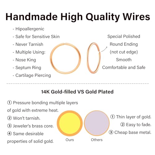 Small Cartilage Hoop Earrings for Women/Men, Thin Piercing Hoop Ring for Helix, Tragus, Conch, Nose (1 Pair 7mm,22g,14K Gold Filled)2