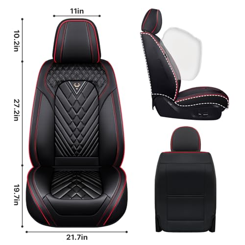 Image of Seat Covers for Ford Transit 150 /250 /350 Van 2015-2026, Front Set Black-Red