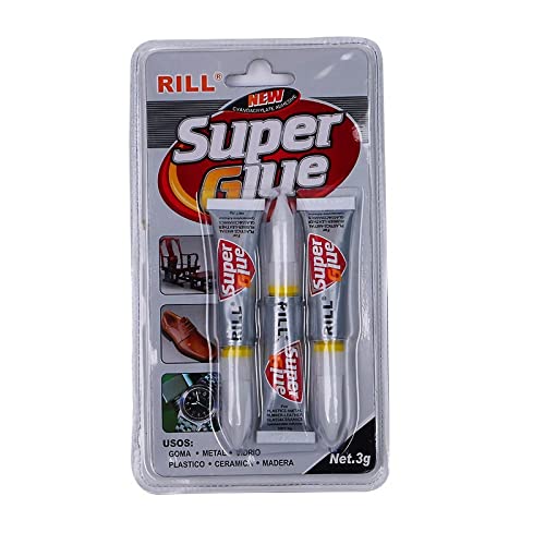 Ultra-Strong Super Glue Gel - Quick-Dry, Clear Adhesive for Plastic, Metal, Ceramic, Wood, Glass & Rubber - Superglue Single Use Mini Tubes (4x3g Pack)