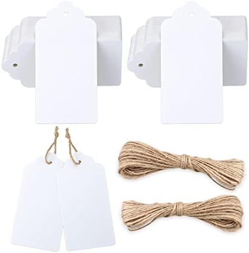 G2PLUS 300 G/m² Gift Kraft Papieren Tags 7 X 4 Cm Blanco Pakketlabels 100 Stuks Ambachten Hangen Etiketten Met Jute Touw Voor Cadeau Bruiloft Gunst Versieren 1257479901