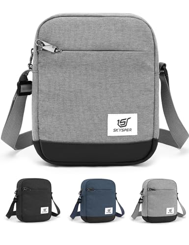 SKYSPER URBANX3 Bandolera Hombre Antirrobo - Bolso Portátil, Deportivo y para Viaje, Bolso Mensajero (gris)