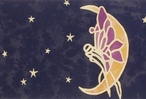Scarf, Rayon Batik - Fairy, Moon and Stars, 10 by 62 Inches3
