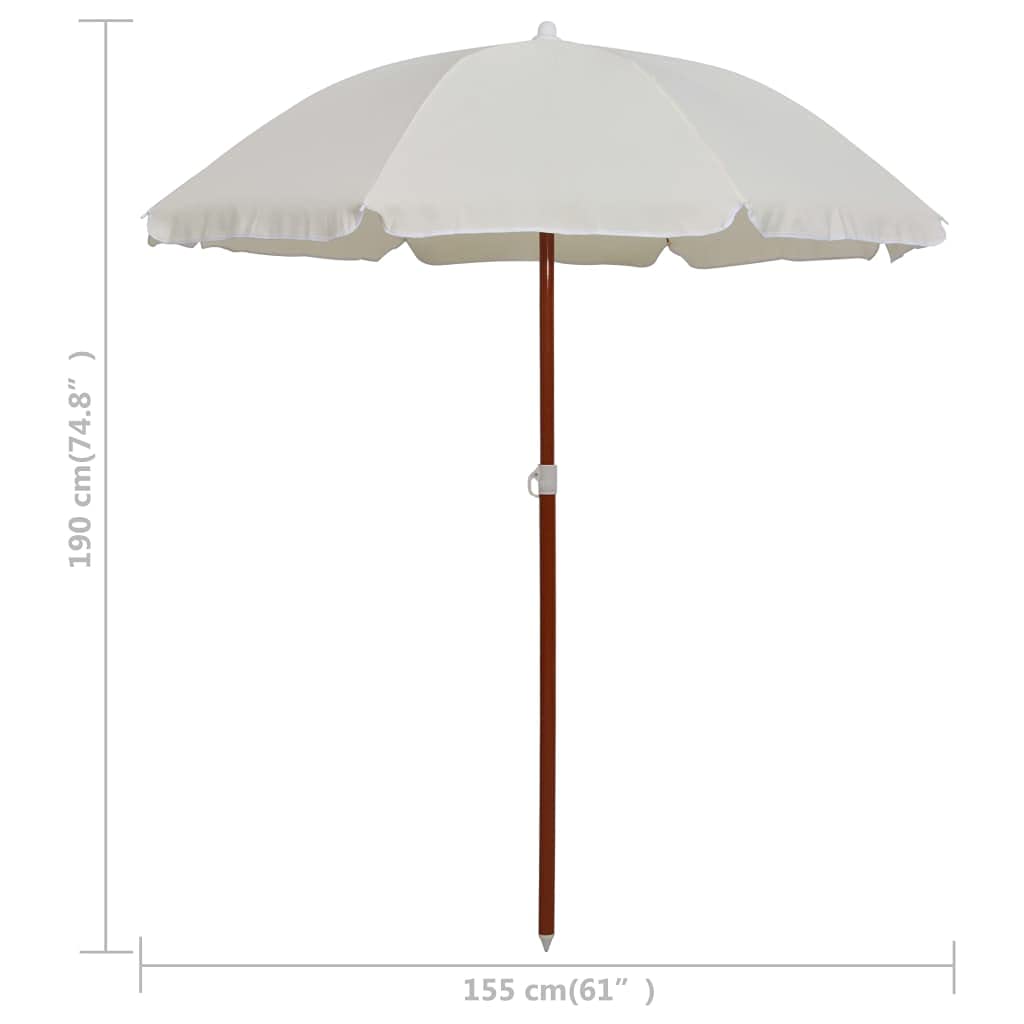 Parasol ogrodowy Piaskowy stalowy słup 180 cm, tkanina poliestrowa odporna na promieniowanie UV i blaknięcie, okrągła osłona chroniąca przed słońcem, solidna konstrukcja z 8