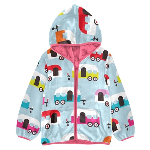 OTVEE Winter Camper Caravan Retro Kids Hoodie Jacket Fall Spring Full Zip Warm Outwear Coat