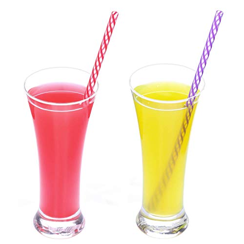 Dakoufish 12 Piece 11 Inch Reusable Plastic Thick Drinking Straws Bpa Free Mason Jar Straws Transparent Small Stripe (11Inch, Mix 12Color) #TOP5
