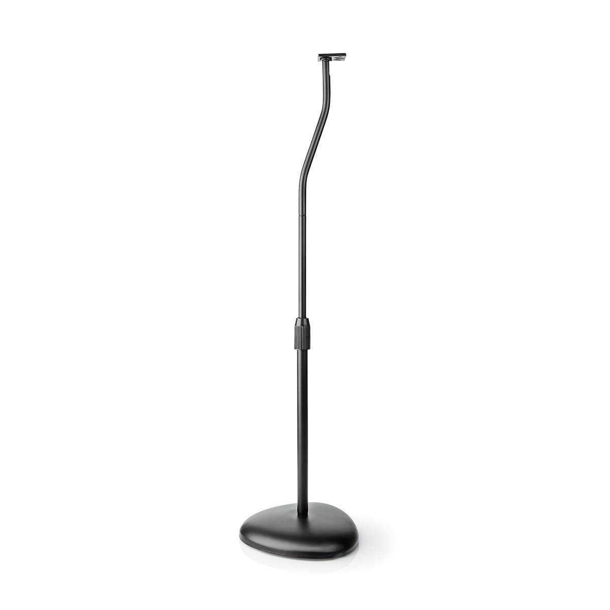 Nedis Soportes de pie para Altavoces, Altura de Embrague Manual 763-1036 mm, Carga máxima 4,5 kg, gestión de Cables, diseño Universal Negro Mate Ajustable para Altavoces satélite y estantería pequeña