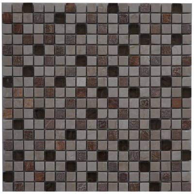 M673 Mosaïque Carrelage 30 x 30 cm Pierre naturelle Marbre Verre Carreaux marron/crème/beige