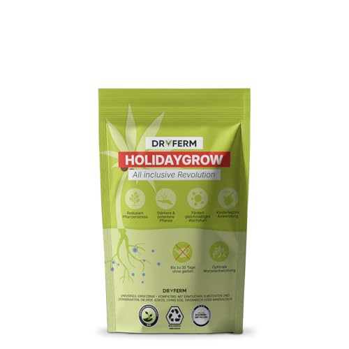 HolidayGrow Wasserspeicher Granulat 175g - Biologisches Hydrogel für Erde & Kokos, Langzeit-Bewässerung, pH-Neutral & Living Soil