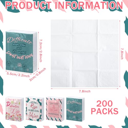 Image of Outus 200 Pack Travel Pocket Tissues, Individual 3 Ply Facial Tissue Packs