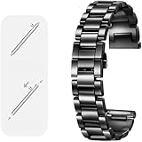CaelumDecor Cinturino in ceramica nero bianco e nero, cinturino curvo in acciaio inox, 20 mm, 22 mm, per cinturino unisex (dimensioni: 20 mm, colore: nero)