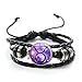 Produktbild HLH 12 Konstellation Schwarz Geflochtene Leder Armband Sternzeichen Gemini Cancer Leo Jungfrau Waage Waage Galaxy Glas Edelstein Armband (Metal Color : Taurus)