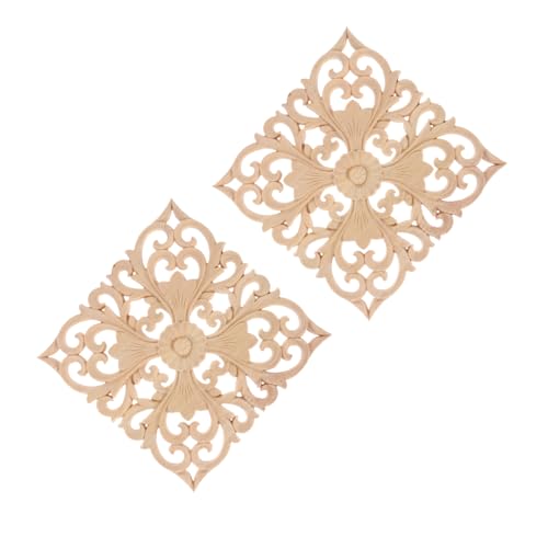 Apliques de madera tallada PRETYZOOM de 2 piezas beige para decoración de muebles artesanales