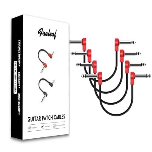 Freleaf FF014-FBA-1 Professional Flat Guitar Patch Cables, Noise Free, Save Space, 1/4 Inch Ts Right Angle For Guitar Effect Pedals cover