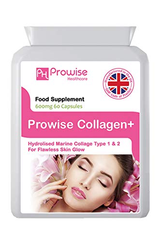 Col�geno marino tipo 1 y tipo 2 600 mg - 60 c�psulas - Fabricado en Reino Unido | Est�ndares GMP de Prowise Healthcare