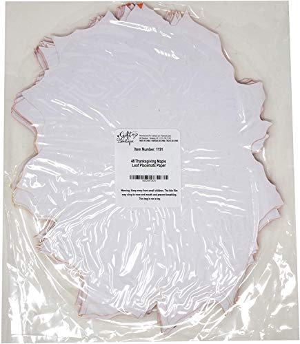 Paper Harvest Leaf Place Mats 48 Pack Orange Color Thanksgiving Autumn Maple Leaves Shaped Chargers Table Mat 12" X 16" Fall Turkey Crafts Dinner Party Decorations By Gift Boutique #TOP4