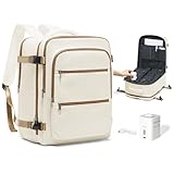 WEPLAN Vacuum Backpack Travel with Pump,Vacuum Sealed Backpack,Travel Backpack with Vacuum System,40x30x20 Airbag Travel,Laptop Vacpack Backpacks Bag Airline Flight Approved,Beige
