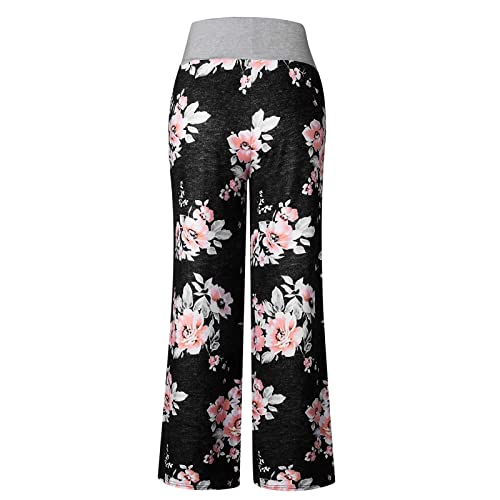 Image of NEWCOSPLAY Women's Comfy Pajama Pants Casual Drawstring Palazzo Lounge Wide Leg Pants