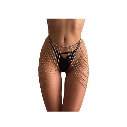 Brishow Rhinestone Body Chain Crystal Sexy Layered Waist Chain Fashion Accessories Jewelry Beach Bikini for Women and Girls (Silver)