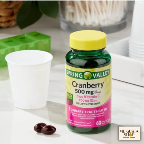 Spring Valley Cranberry 500Mg Plus Vitamin C 200 Mg Per Serving, Dietary Supplement Softgels 60 Count Includes Me Gustas Stickers #TOP2