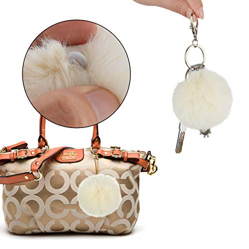 Bluecell 10pcs 2.75inch Artificial Rabbit Fur Pom Pom Ball for Handbag Pendant Key Ring Hats Decoration (Beige)