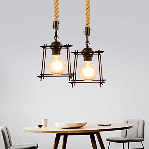Suspension créative avec cordon en ficelle réglable et structure blanche E27