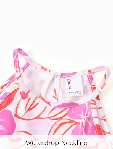 PATPAT Rompers for Girl 2 Pack Sleeveless Floral Print Summer Tropical Jumpsuits Size 3-12 Years4