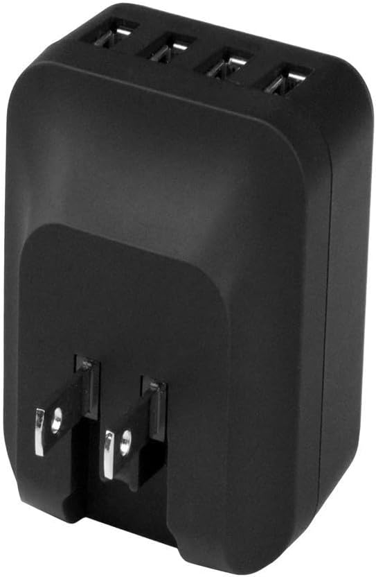 StarTech.com 4-Port Travel USB Wall Charger - 34W/6.8A International Travel Adapter - Portable USB Charging Station (USB4PACBK), Black
