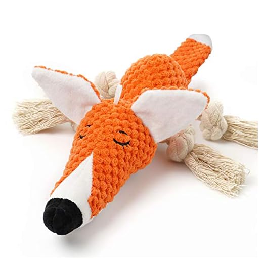 Sedioso Cute Squeaky Dog Toy, Stuffed Plush Toy for Puppies, Durable Dog Chew Toy for Small, Middle, Large Breed (Orange Fox)