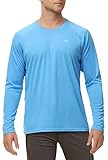 Ewedoos UPF 50+ Fishing Shirts for Men Long Sleeve Tee Shirts Rash Guard for Men UV Protection Swim Sun Shirts for Men Sky Blue