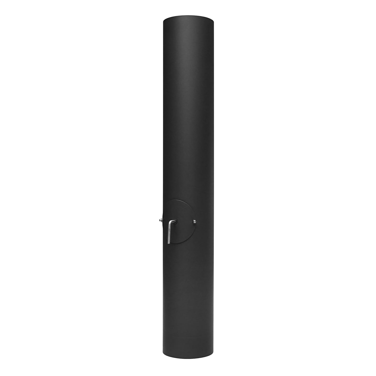 raik Rauchrohr/Ofenrohr mit Zugregulierung, Tür und Kondensatring Durchmesser 150 mm 1000 mm Länge Stahlblech Schwarz SH105-150-sw