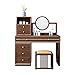 QXWJ Schminktisch-Set, Kosmetik-Kommode mit Spiegel, dämpfter Hocker, mehrerer Aufbewahrungsschubladen und Make-up-Box, Wohnmöbel Schlafzimmer Makeup Vanity Tischhocker Set